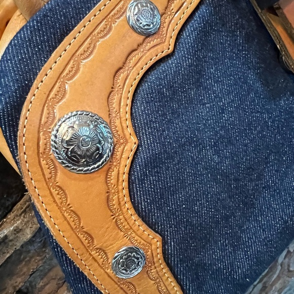 Circle Y of Yoakman - Denim and Tan Leather Handmade Bag - Picture 9 of 15